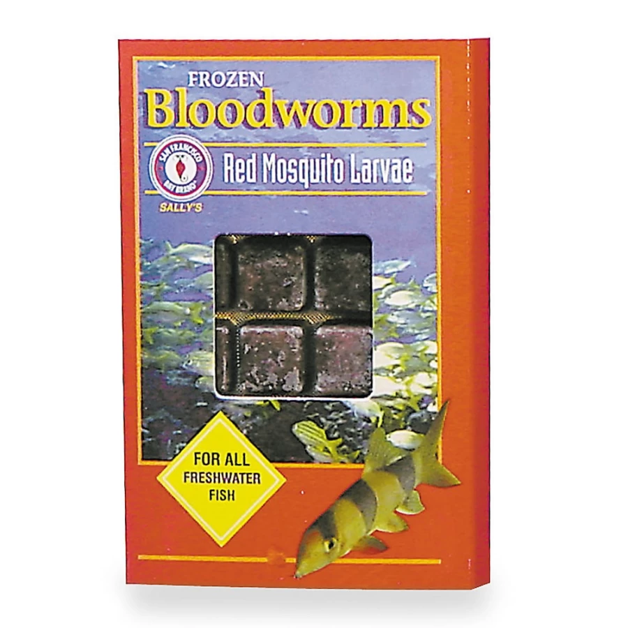 PetSmart Frozen Bloodworms Fish Food - San Francisco Bay Brand Sally's Red Mosquito Larvae for Tropical Fish & Aquatic Pets