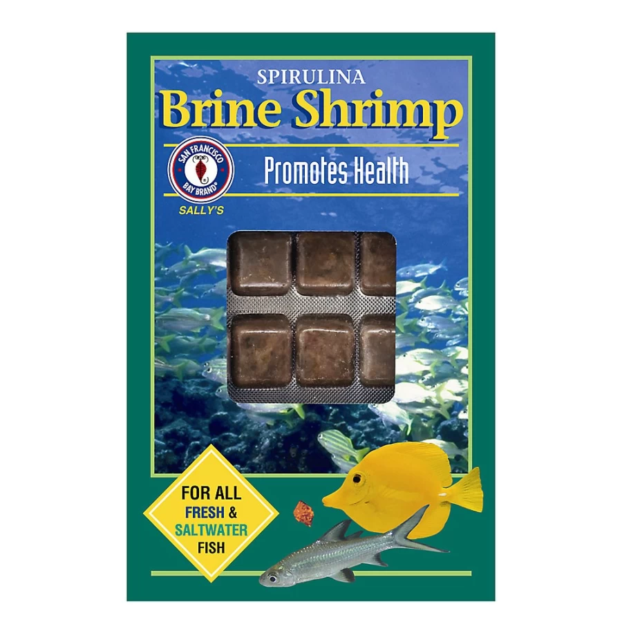 PetSmart Frozen Spirulina Brine Shrimp Fish Food - San Francisco Bay Brand Sally's, High-Protein Aquatic Diet for Tropical Fish