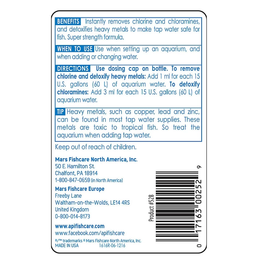 PetSmart API Tap Water Conditioner – Super Strength Aquarium Dechlorinator for Fish Tanks