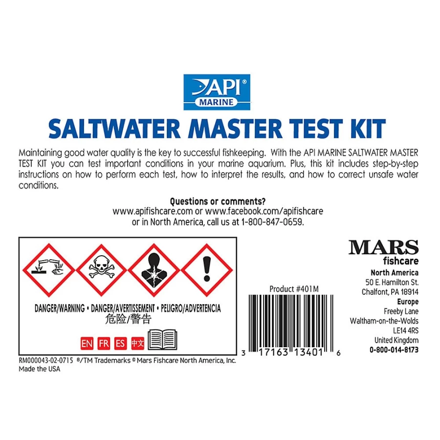 PetSmart API Saltwater Aquarium Test Kit - Master Water Testing for Marine Fish Tanks