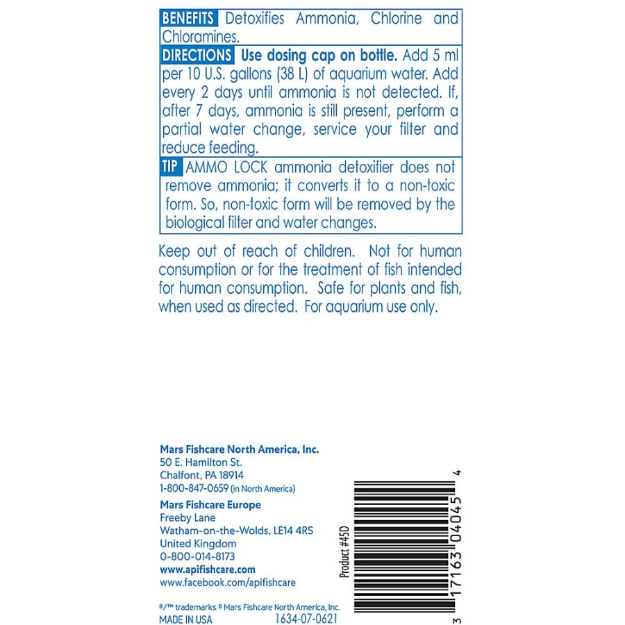 PetSmart API Ammo Lock Aquarium Water Detoxifier for Ammonia Removal – Safe & Fast Acting Fish Tank Treatment