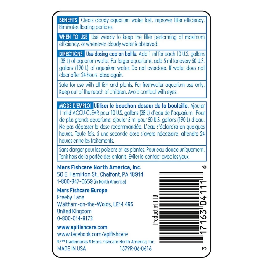PetSmart API ACCU-CLEAR Aquarium Water Clarifier – Crystal Clear Fish Tank Water Treatment