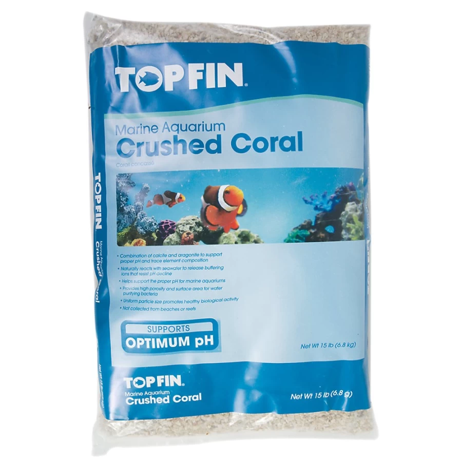 PetSmart Top Fin Crushed Coral Gravel for Aquariums - Natural Calcium Carbonate Substrate for Saltwater & Reef Tanks