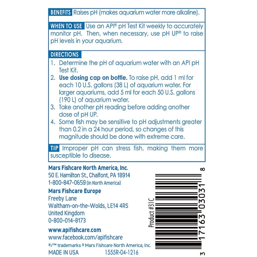 PetSmart API pH Up Freshwater Aquarium Water Conditioner – Adjust & Stabilize Aquarium pH Levels