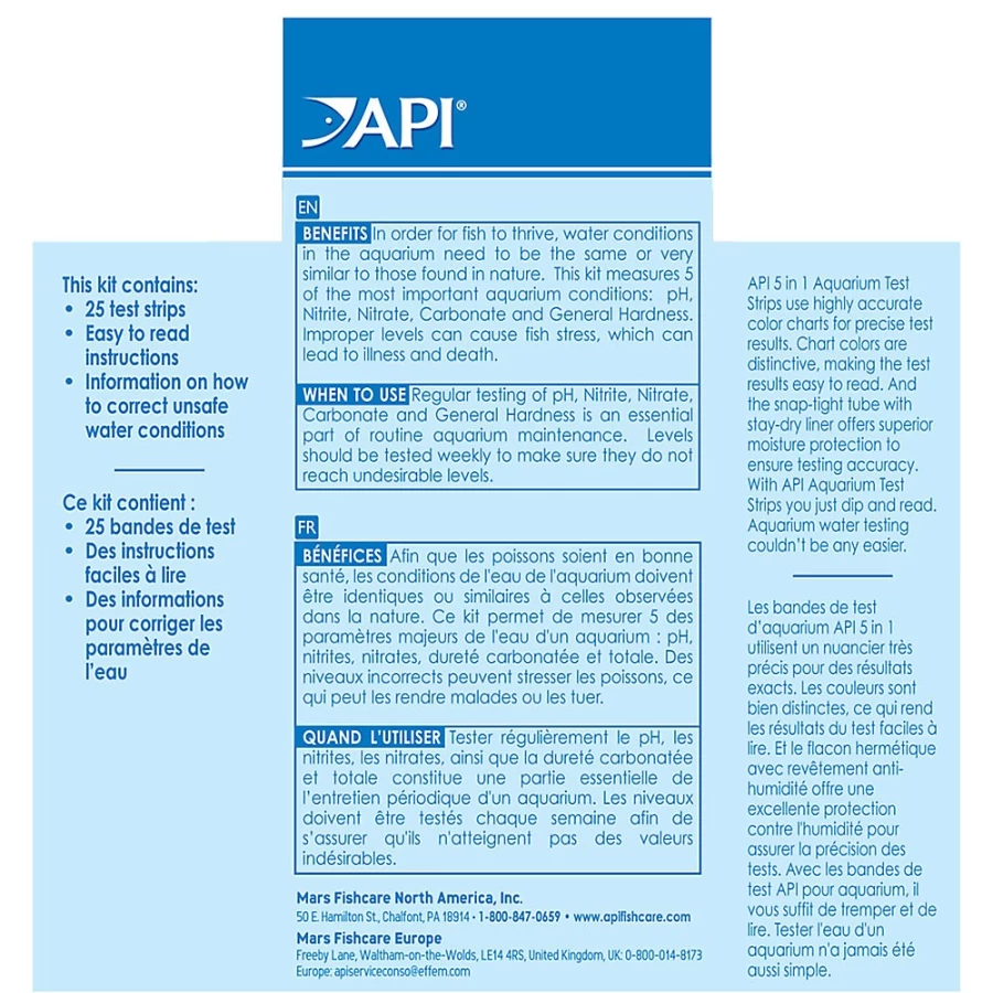 PetSmart API 5-in-1 Aquarium Water Test Strips for Freshwater & Saltwater Fish Tanks