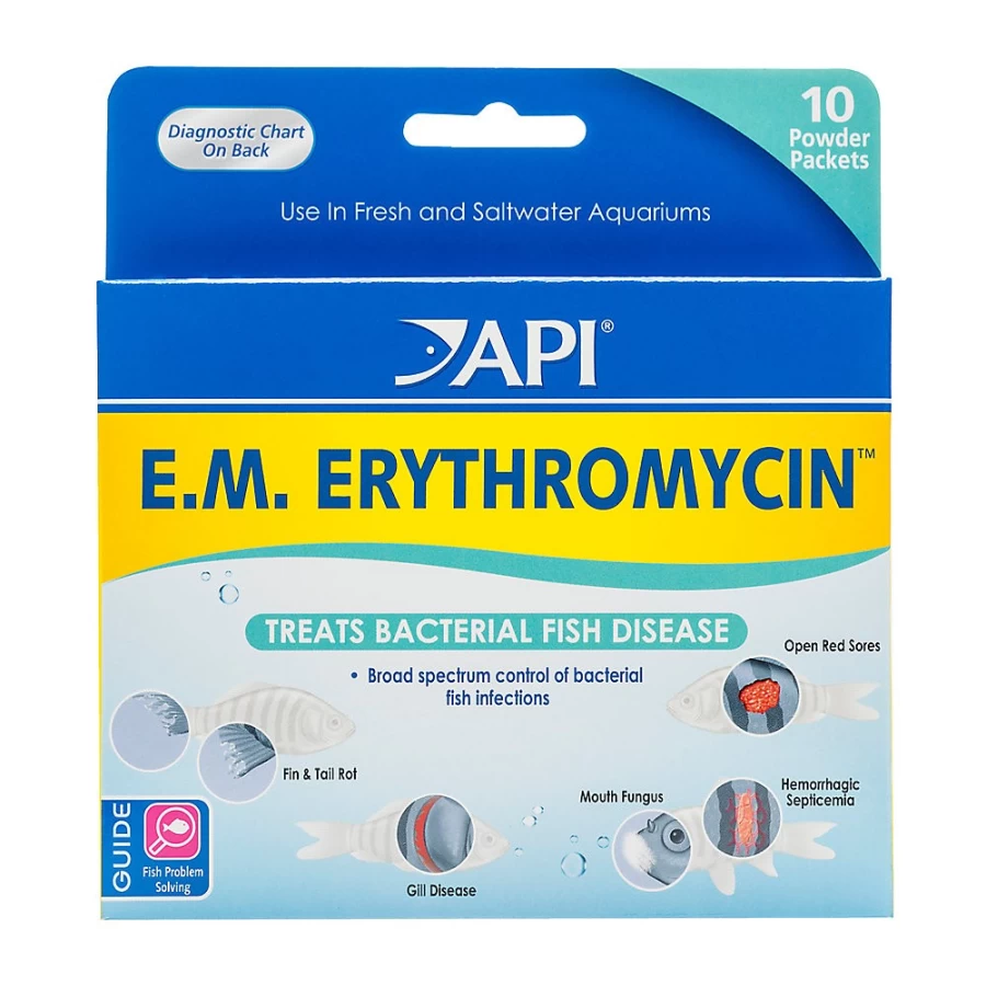 PetSmart API E.M. Erythromycin Fish Antibiotic Treatment for Bacterial Infections