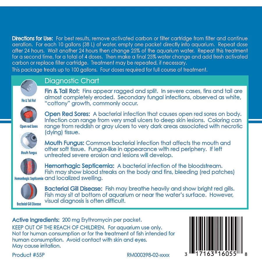 PetSmart API E.M. Erythromycin Fish Antibiotic Treatment for Bacterial Infections