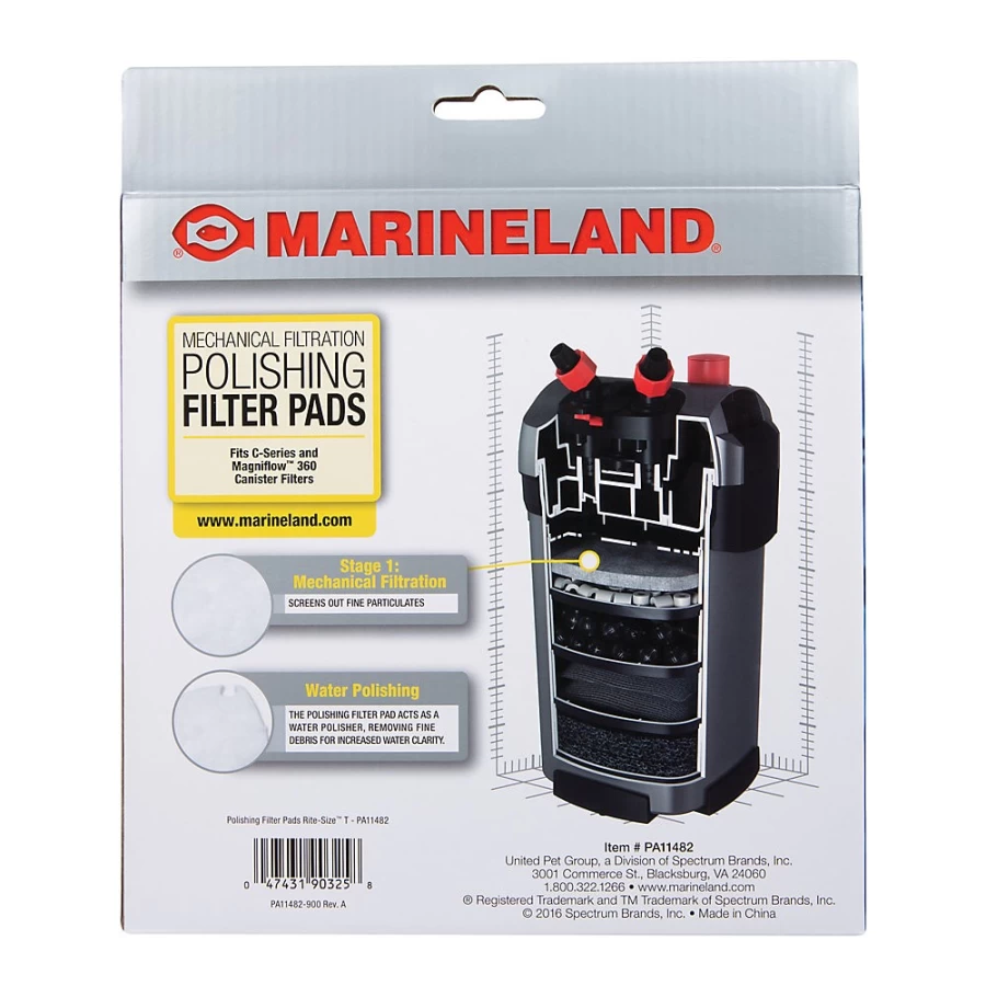PetSmart Marineland C360 Canister Filter Replacement Polishing Pads – 3-Pack for Aquarium Cleaning