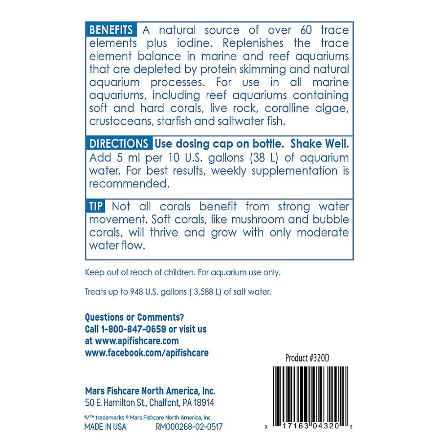 PetSmart API Marine Complete Trace - Essential Aquarium Trace Elements for Saltwater Fish & Coral Health