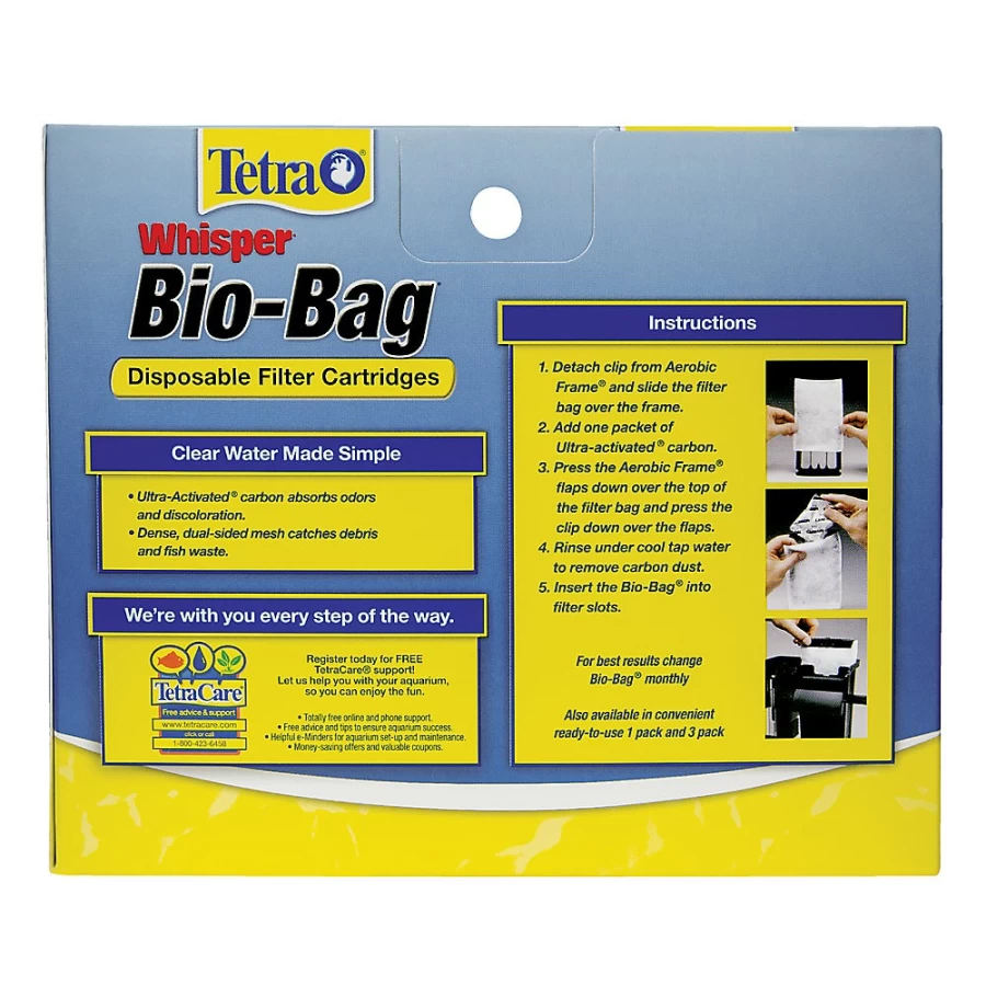PetSmart Tetra Whisper Bio Bag Disposable Aquarium Filter Cartridges for Easy Water Maintenance