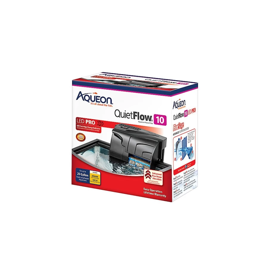 PetSmart Aqueon QuietFlow 10 Gallon Aquarium Power Filter – Silent Water Filtration for Fish Tanks