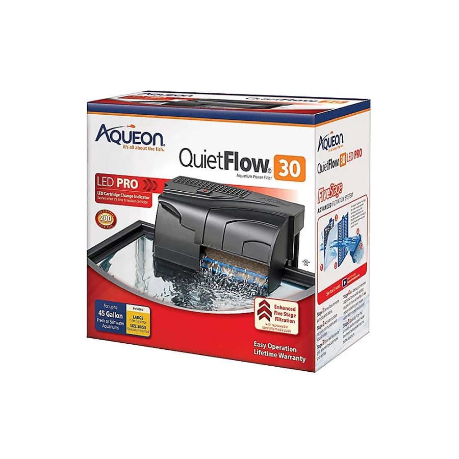 PetSmart Aqueon QuietFlow 30 Gallon Aquarium Power Filter – Quiet Submersible Water Filter for Fish Tanks