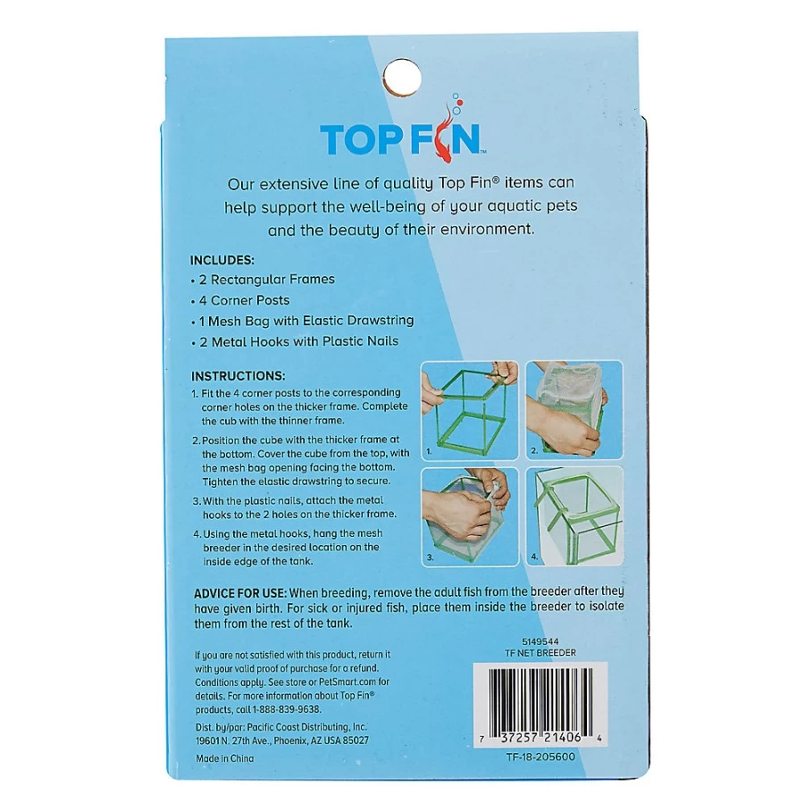 PetSmart Top Fin Aquarium Mesh Breeding Box - Safe Fish Fry & Shrimp Nursery Tank