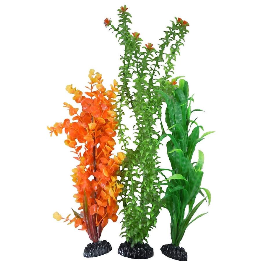 PetSmart Top Fin Artificial Skinny Aquarium Plants - Realistic Underwater Decor Variety Pack for Fish Tanks