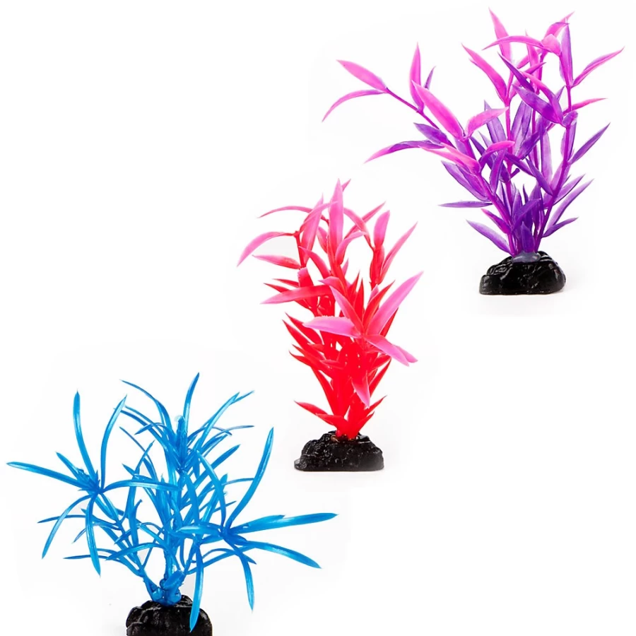 PetSmart Top Fin Artificial Mini Leaf Aquarium Plants - Set of 4 Realistic Plastic Aquatic Plants for Fish Tanks