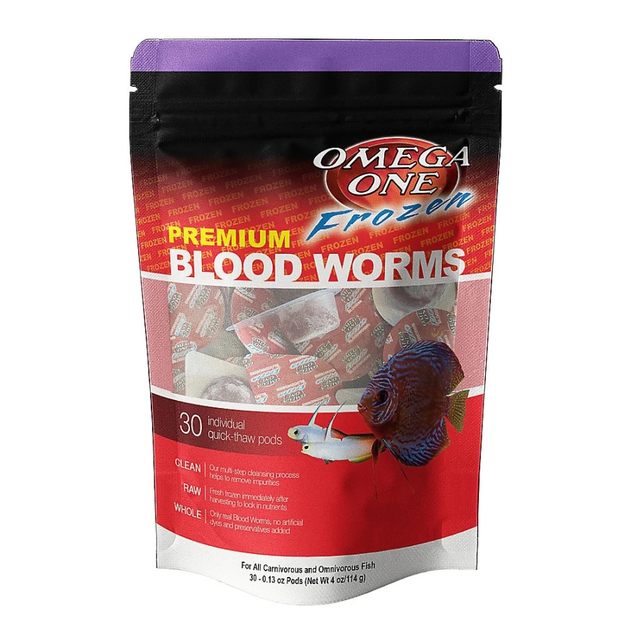 PetSmart OmegaTrade One Frozen Blood Worms - Premium Fish Food for Tropical & Marine Fish