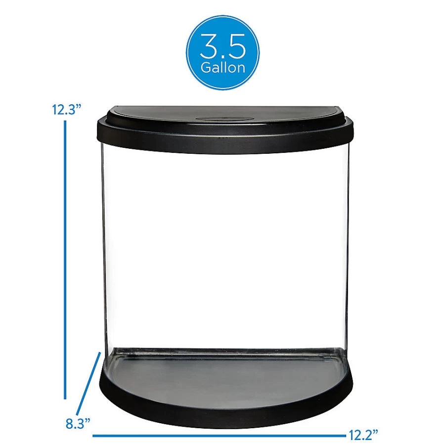 PetSmart Top Fin Half Moon 3.5 Gallon Aquarium Tank for Fish – Compact Desktop Bowl with LED Lighting