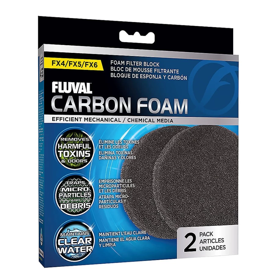 PetSmart Fluval FX5 FX6 Canister Filter Replacement Carbon Foam Inserts - 2 Pack