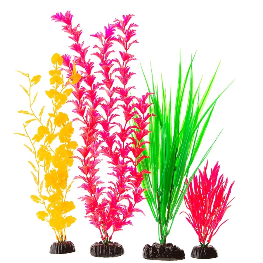 PetSmart Top Fin Artificial Neon Aquarium Plants - 20-Piece Variety Pack for Fish Tanks
