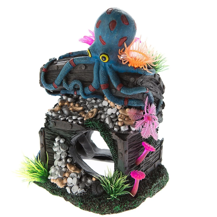 PetSmart Top Fin Sunken Octopus Treasure Aquarium Decoration for Fish Tanks