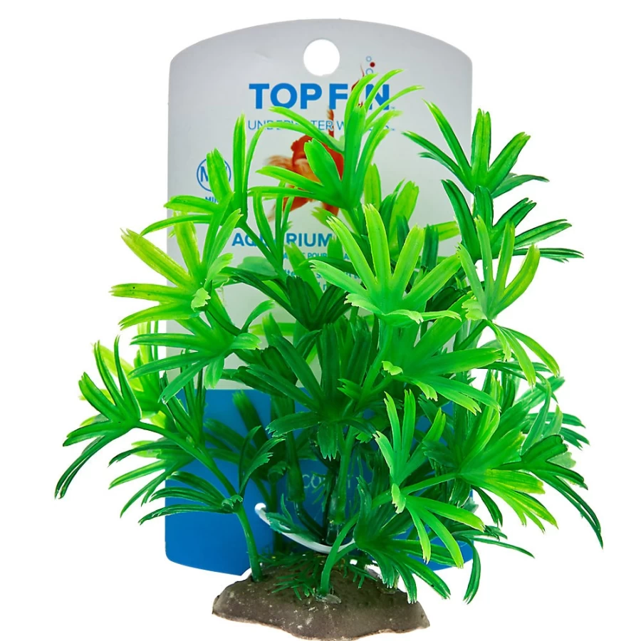 PetSmart Top Fin Mini Artificial Palm Plant for Aquarium - 4 Inch Green Decor