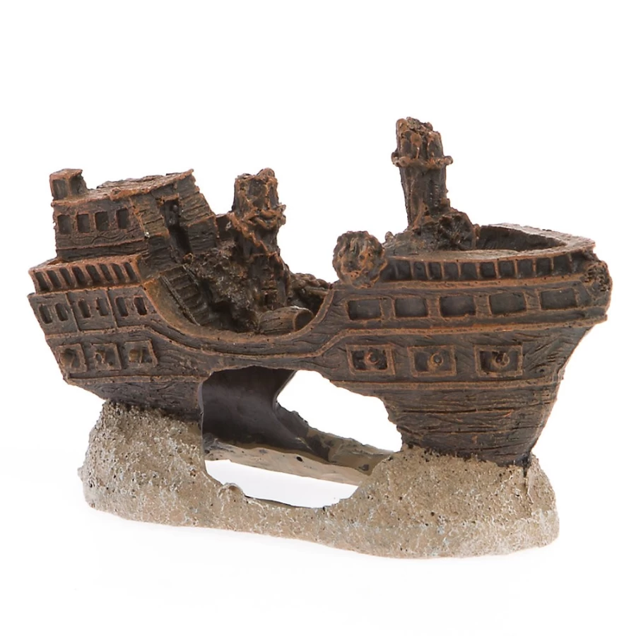 PetSmart Top Fin Pirate Ship Decor - Sunken Ship Aquarium Ornament for Fish Tanks