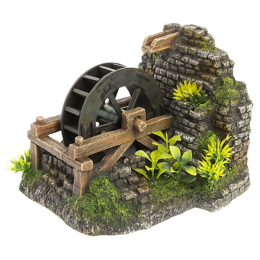 PetSmart Top Fin Aquatic Plant Water Wheel Bubbler - Decorative Aquarium Ornament for Fish Tanks