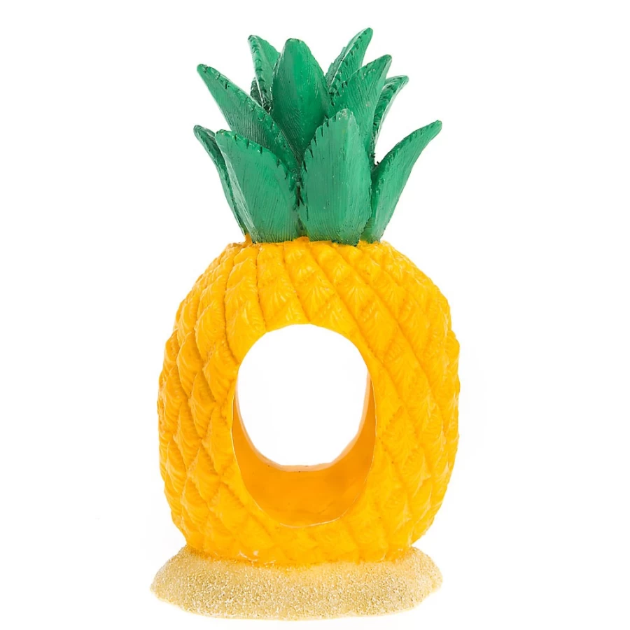 PetSmart Top Fin Pineapple Fish Tank Decor - Tropical Swim-Through Aquarium Ornament for Fish
