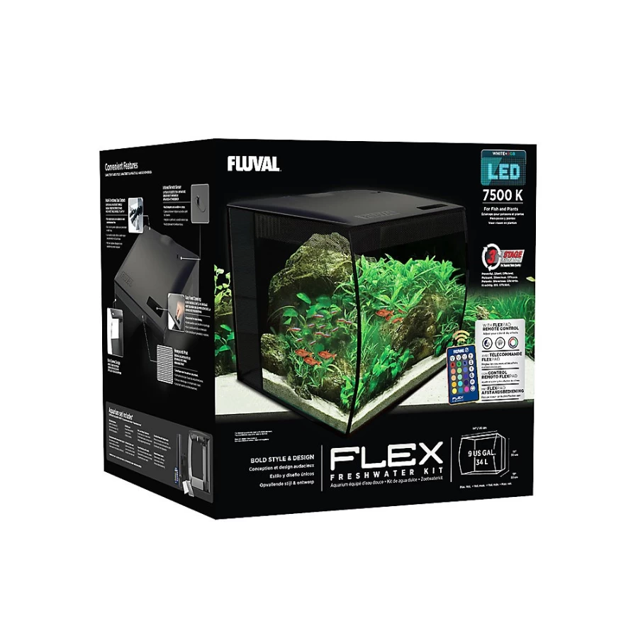 Fluval Flex 9 Gallon Aquarium Kit - PetSmart Premium Fish Tank with Filter & LED Lighting