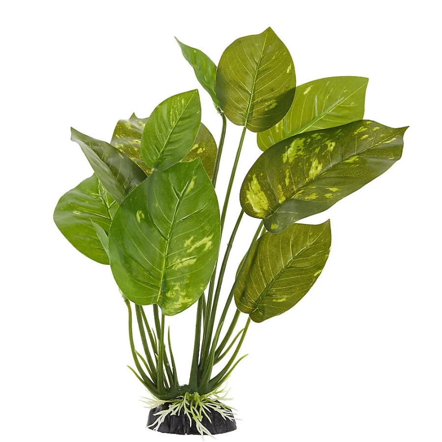 PetSmart Top Fin Large Artificial Aquarium Plants - Set of 12 Realistic Green Leaves for Fish Tank Decor