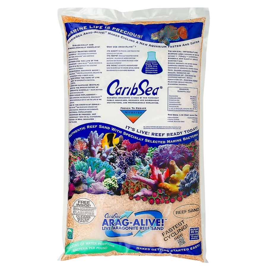 PetSmart CaribSea Aragalive Reef Sand - Natural Marine Substrate for Saltwater Aquariums