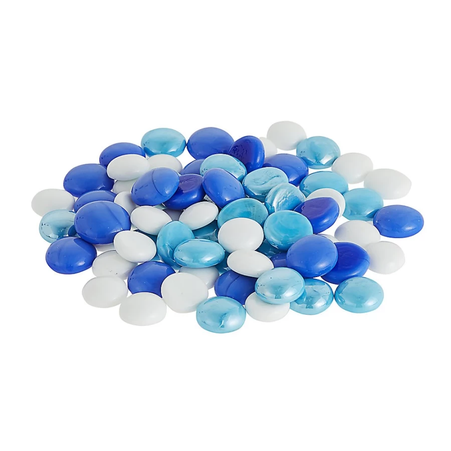 PetSmart Top Fin Smooth Glass Gem Aquarium Decor - Beach Blues Mix for Fish Tank