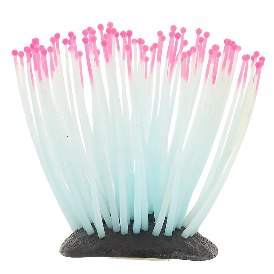 PetSmart Top Fin Glowing Aquarium Decor - Pink Tip Anemone Ornament for Fish Tanks
