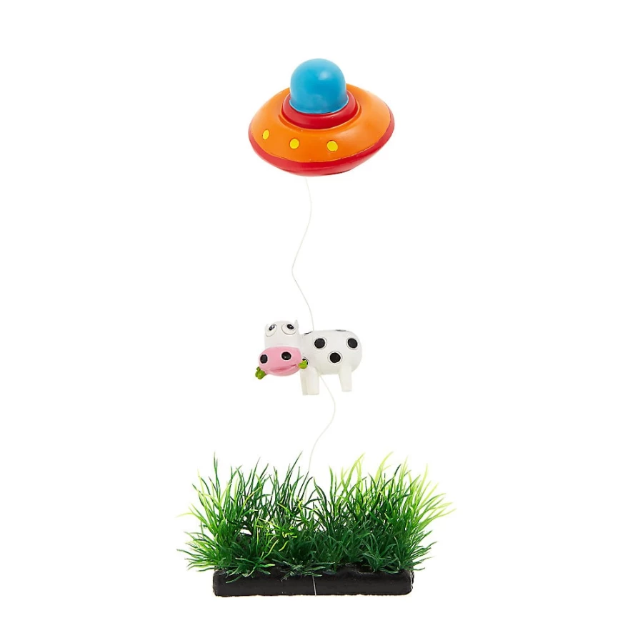 PetSmart Top Fin Floaties UFO & Cow Decor - Fun Aquarium Ornament for Fish Tanks