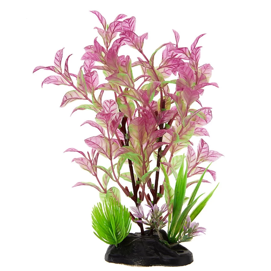 PetSmart Top Fin 8-Inch Artificial Striped Leaf Aquarium Plant for Fish Tank Decor