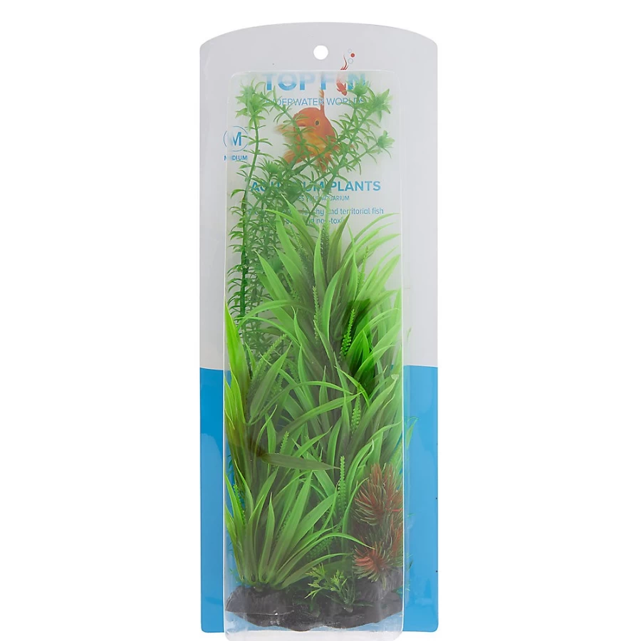 PetSmart Top Fin Artificial Aquarium Plants Variety Pack - Set of 15 Realistic Decorations for Fish Tanks