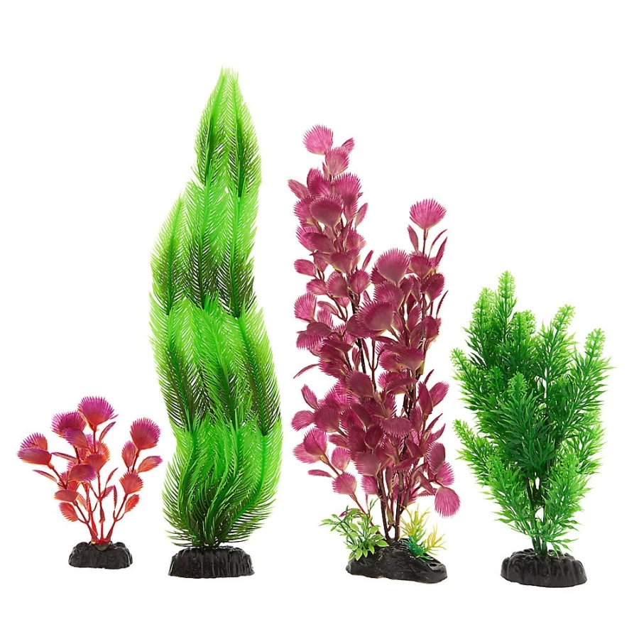 PetSmart Top Fin Artificial Aquarium Plants Variety Pack - Set of 19 Realistic Decorations for Fish Tanks