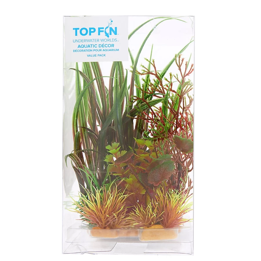 PetSmart Top Fin Artificial Aquarium Plants Variety Pack - Set of 8 Realistic Decorations