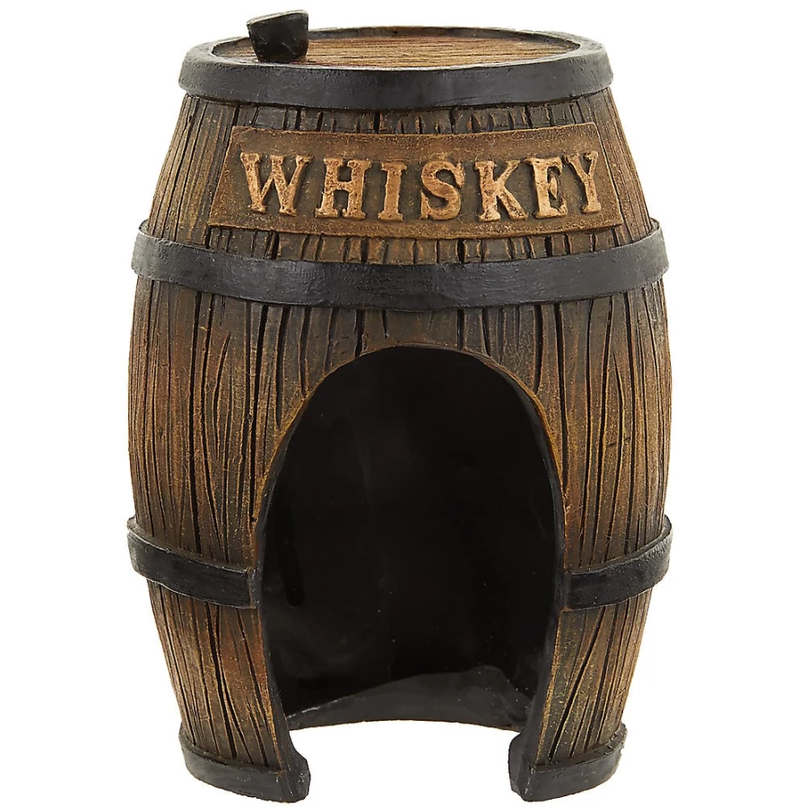 PetSmart Top Fin Whiskey Barrel Fish Tank Decoration - Unique Aquarium Ornament for Aquatic Decor