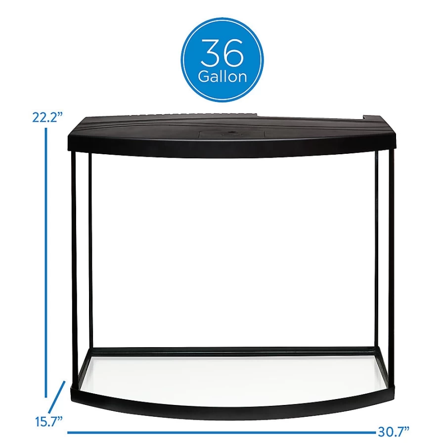 PetSmart Top Fin 36 Gallon Bow Front Aquarium Starter Kit with Filter, LED Lighting, and Decor