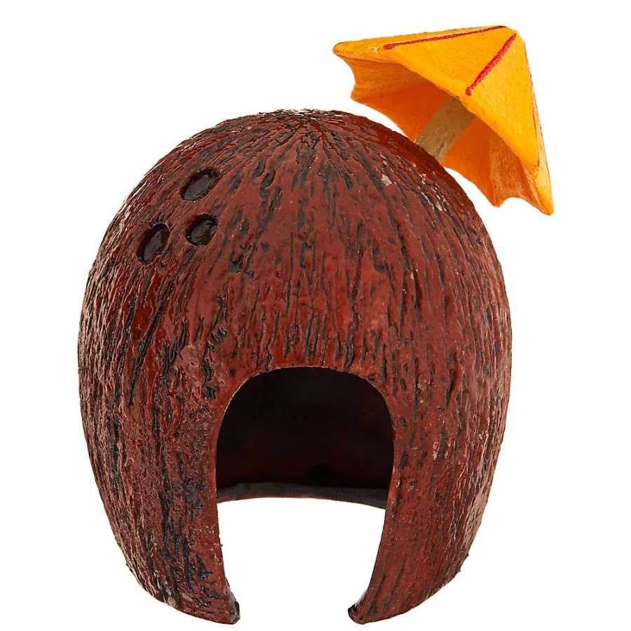 PetSmart Top Fin Coconut Cavern Aquarium Decoration - Natural Fish Tank Hideout for Aquatic Pets