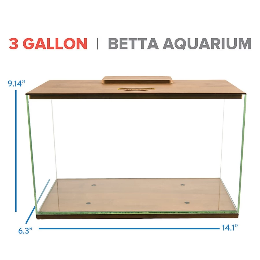 PetSmart Top Fin Betta Bamboo Aquarium - 3 Gallon Tank for Betta Fish with Natural Bamboo Design