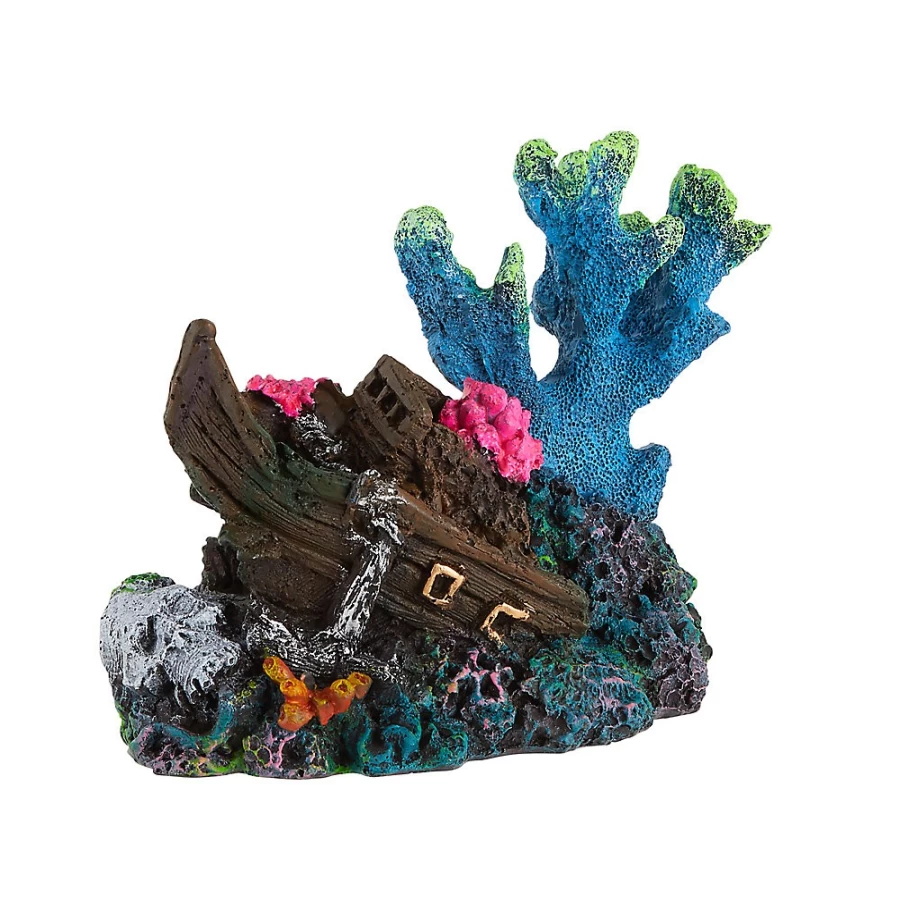 PetSmart Top Fin Coral and Boat Aquarium Decoration for Fish Tanks