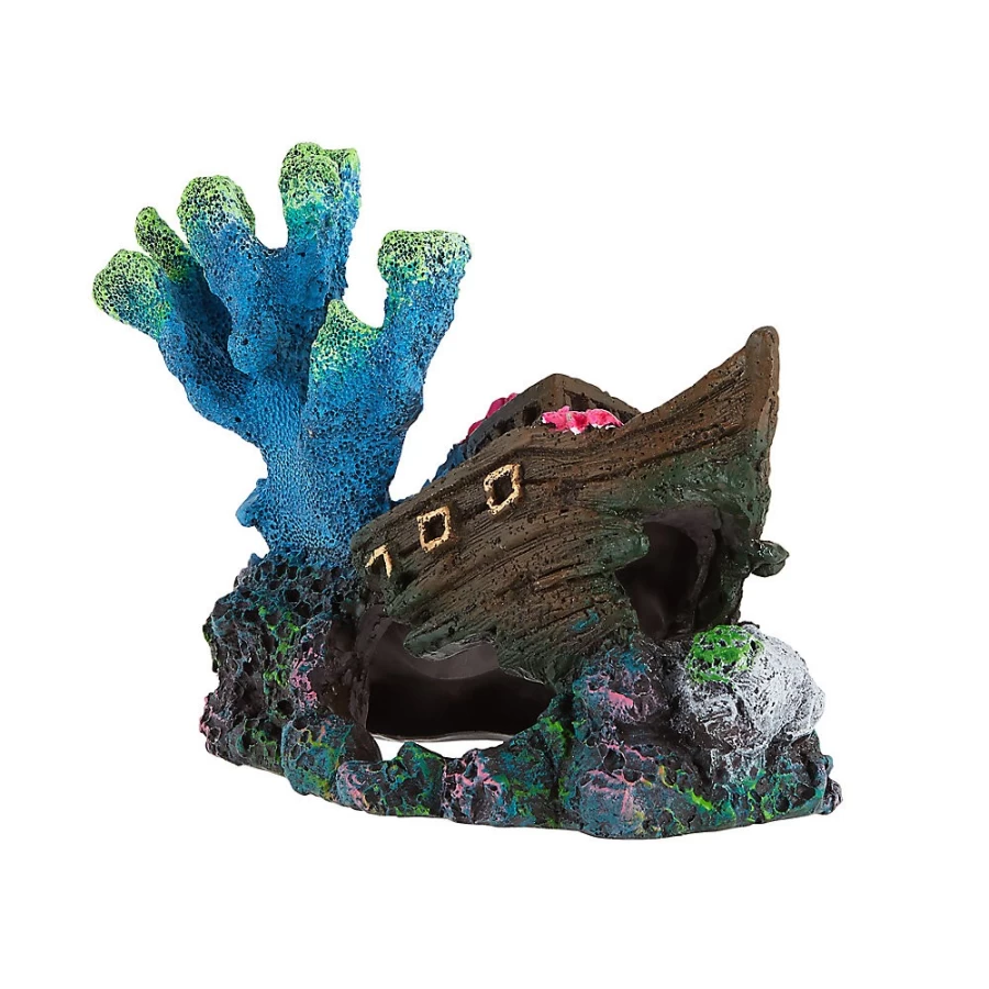 PetSmart Top Fin Coral and Boat Aquarium Decoration for Fish Tanks