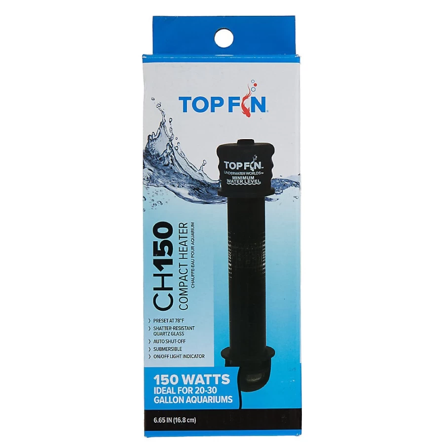 PetSmart Top Fin Compact Aquarium Heater - Energy Efficient Submersible Fish Tank Heater for Small to Medium Aquariums