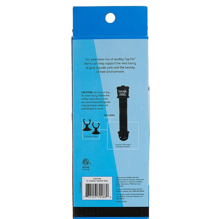 PetSmart Top Fin Compact Aquarium Heater - Energy Efficient Submersible Fish Tank Heater for Small to Medium Aquariums