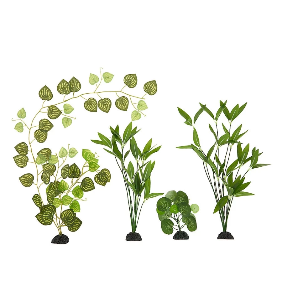 PetSmart Top Fin Artificial Aquarium Plants Variety Pack - Set of 15 Decorations for Fish Tanks