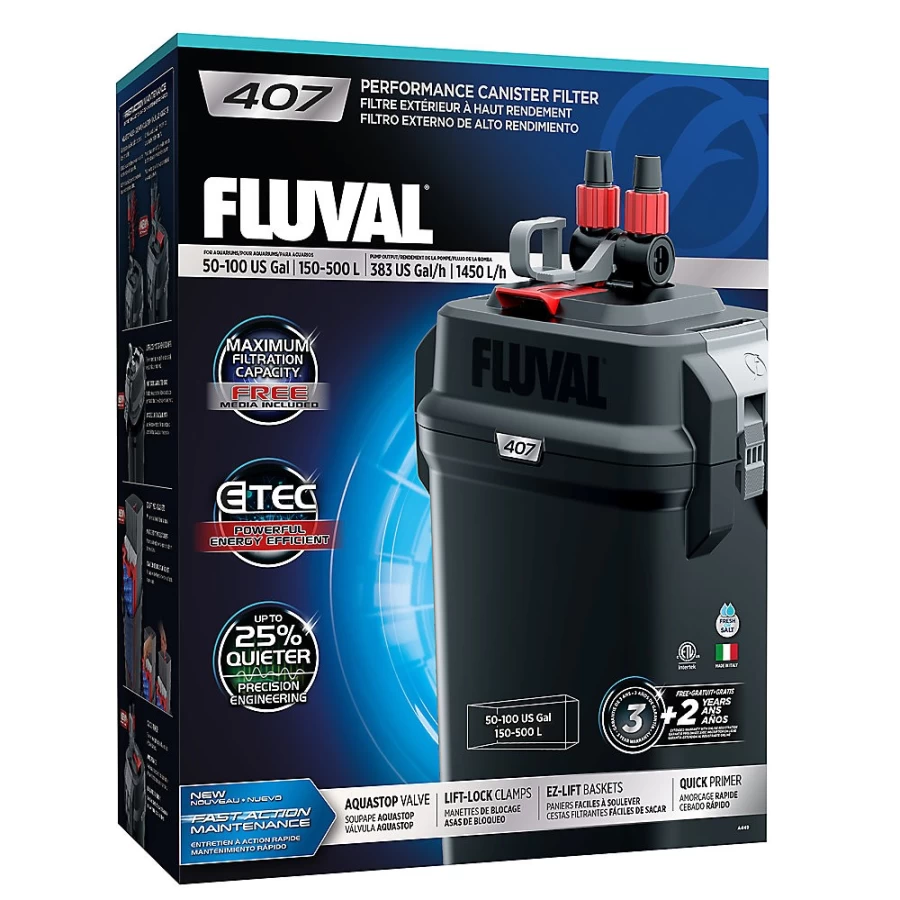 Fluval 407 Performance Canister Filter for Aquariums – High-Efficiency External Fish Tank Filter by PetSmart