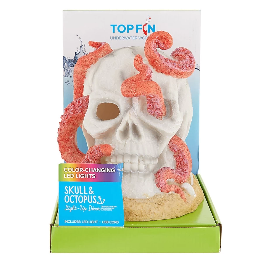 PetSmart Top Fin Skull with Octopus Tentacles Aquarium Decoration for Fish Tanks
