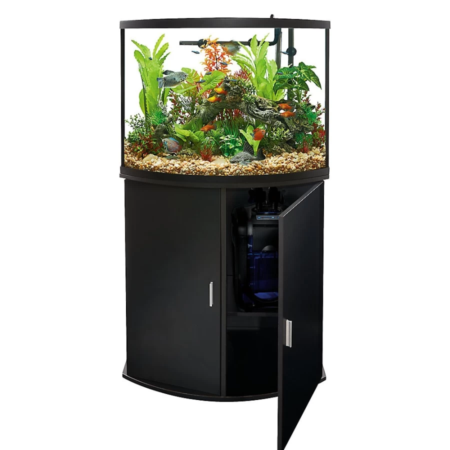 PetSmart 36 Gallon Top Fin Bowfront Aquarium Stand Kit - Complete Fish Tank Set with Cabinet